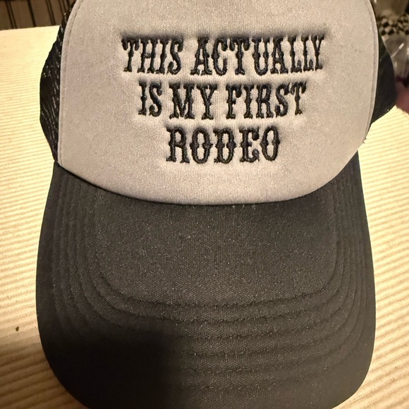 Black and Gray Trucker Hat with Western Embroidery - Picture 3 of 5